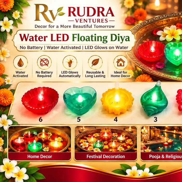 Rudra Ventures Water LED Floating Diya 6 Shapes Collection