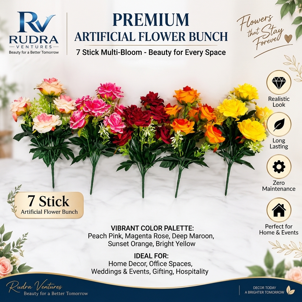 Rudra Ventures 7 Stick Artificial Flower Bunch