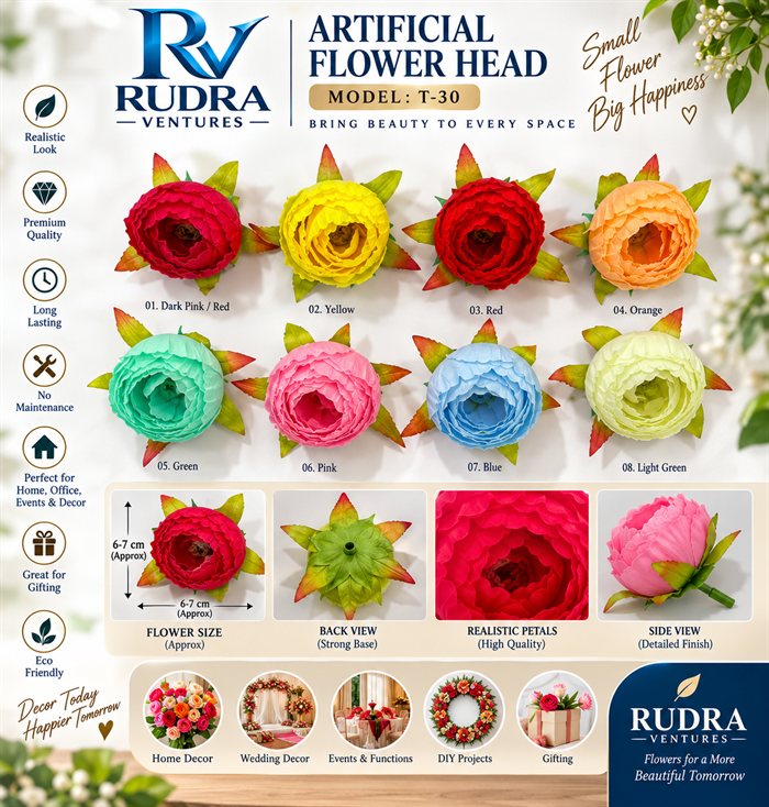 Rudra Ventures Artificial Flower Head (Model: T-30)