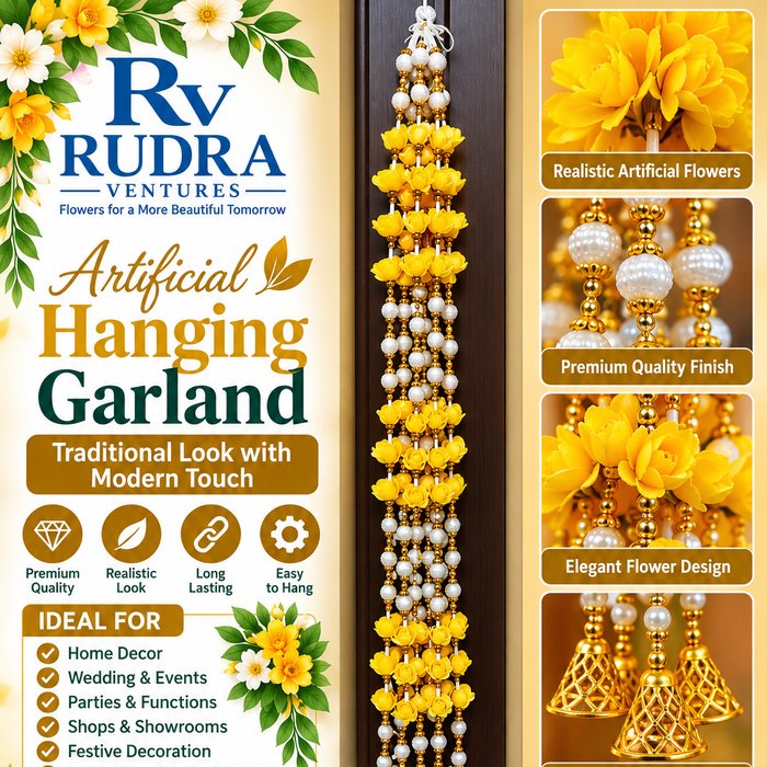 Rudra Ventures Yellow Jasmine Hanging with Golden Bells