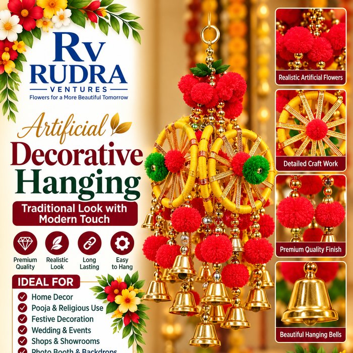 Rudra Ventures Traditional Floral Ring Latkan with Brass Bells