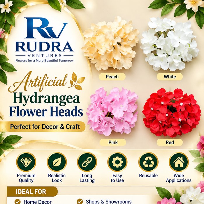 Rudra Ventures Artificial Hydrangea Flower Heads (4 Colors)