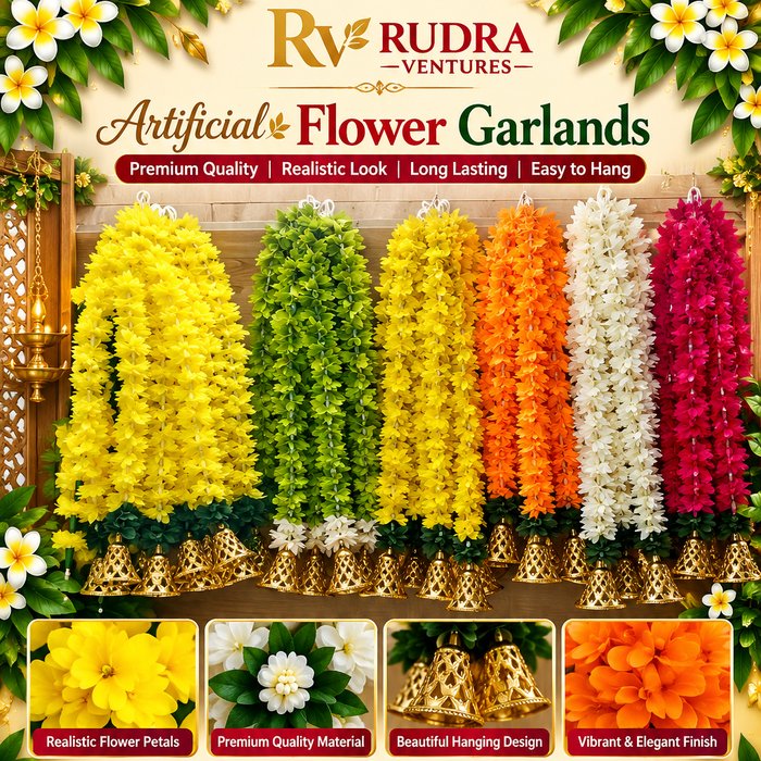 Rudra Ventures Multicolor Backdrop Floral Curtain Garlands