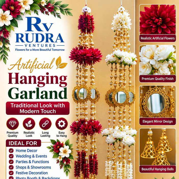 Rudra Ventures Royal Maroon & Cream Floral Latkan with Mirrors