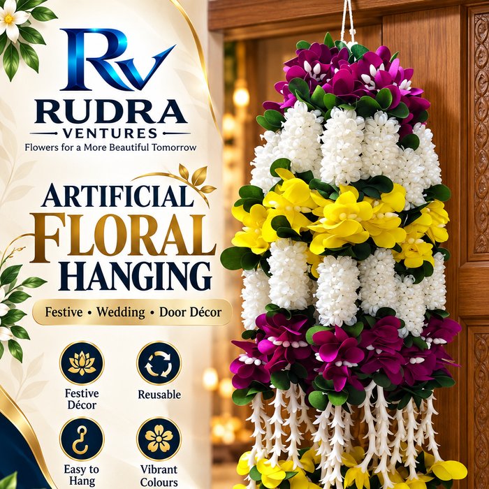 Rudra Ventures Festive Floral Door Toran with Center Hangings