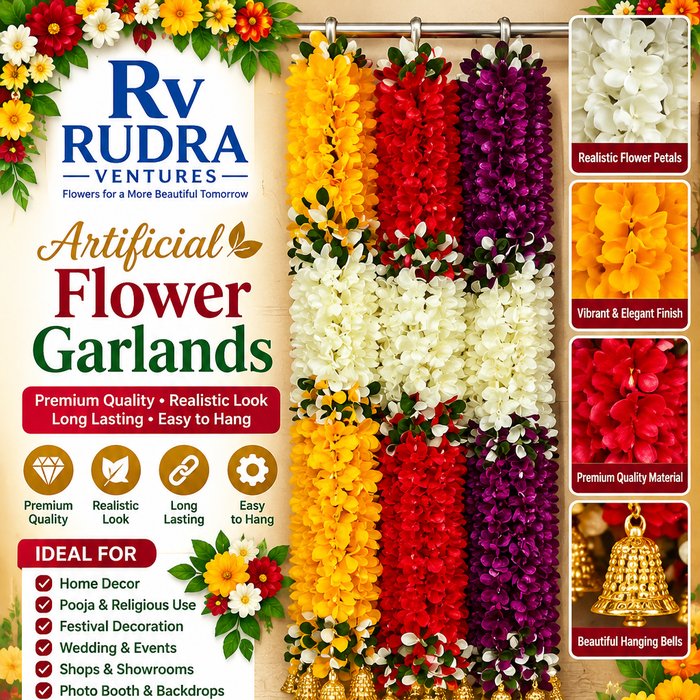 Rudra Ventures Fluffy Genda Mala (Orange, Yellow & Red)