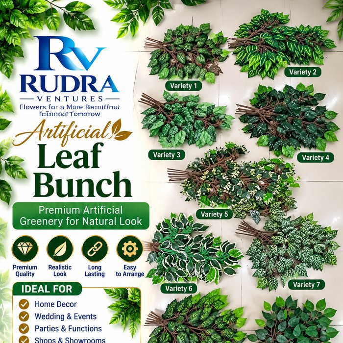 Rudra Ventures Artificial Leaf & Greenery Bunch (8 Botanical Varieties)