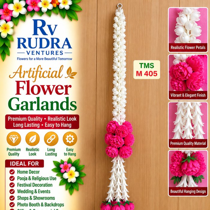 Rudra Ventures Jasmine Mogra & Rose Drop Garlands (Model TMS M 405)