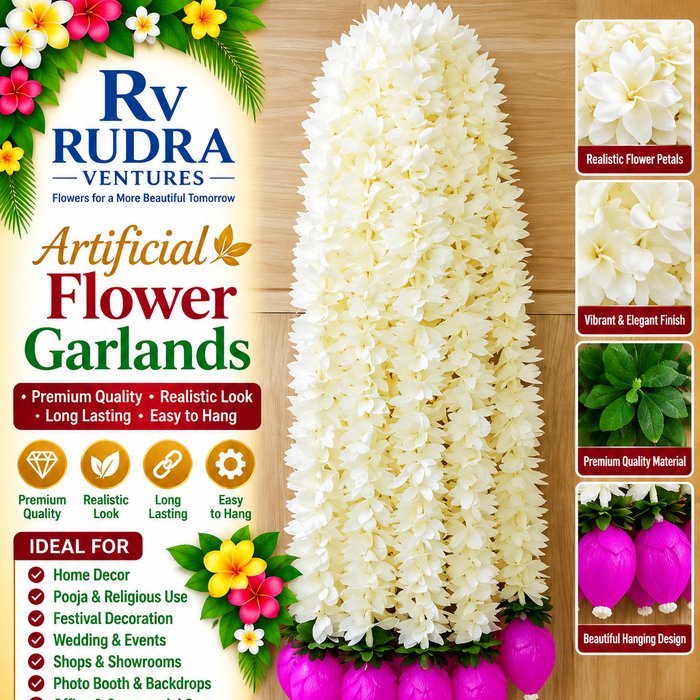 Rudra Ventures Pure White Jasmine Mogra Garland Strings
