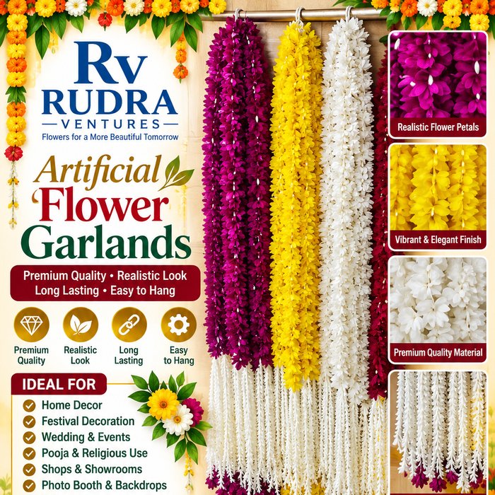 Rudra Ventures Deep Maroon, Yellow & White Royal Garland Strings