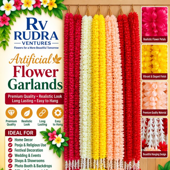 Rudra Ventures Crimson Red & Marigold Yellow Festive Backdrop Strings