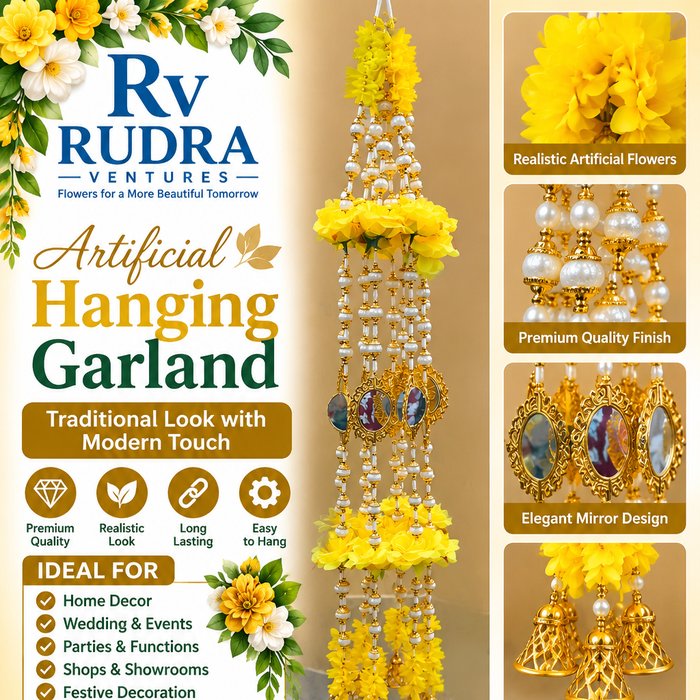 Rudra Ventures Sunshine Yellow Mogra Latkan with Golden Bells