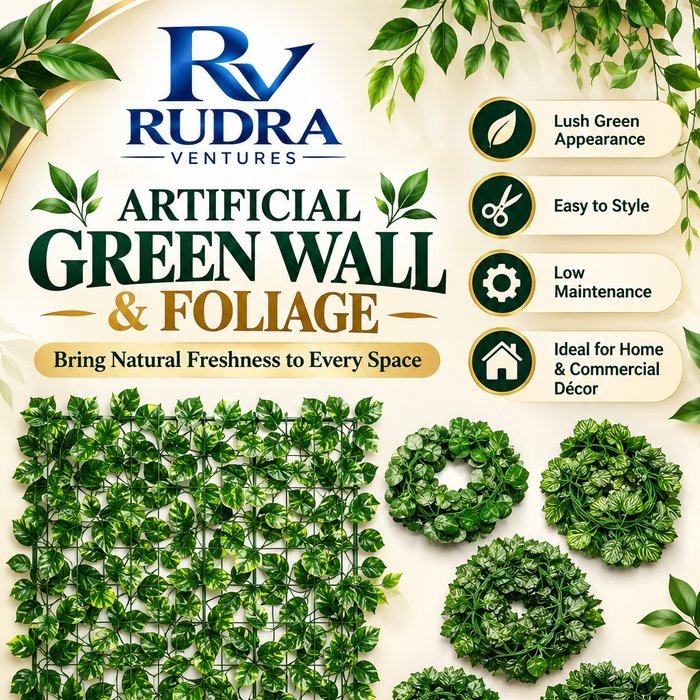 Rudra Ventures Modular Green Foliage Wall Tiles with Wreaths