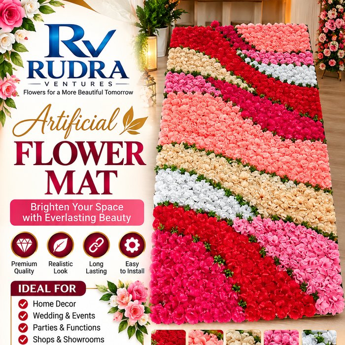 Rudra Ventures Vibrant Multi-Color Floral Carpet Floor Mat