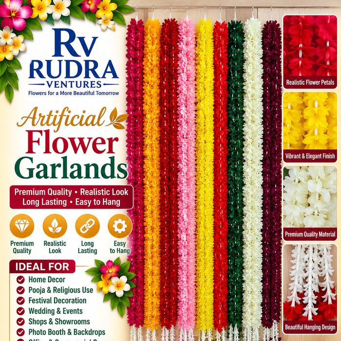 Rudra Ventures Velvet Red, Pure White & Deep Maroon Fluffy Mala