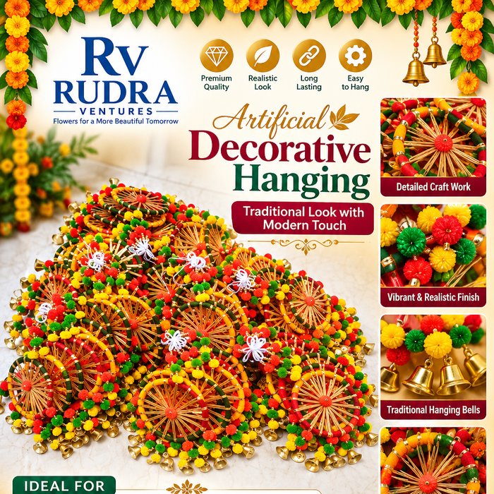 Rudra Ventures Traditional Handcrafted Floral Latkan with Golden Bells