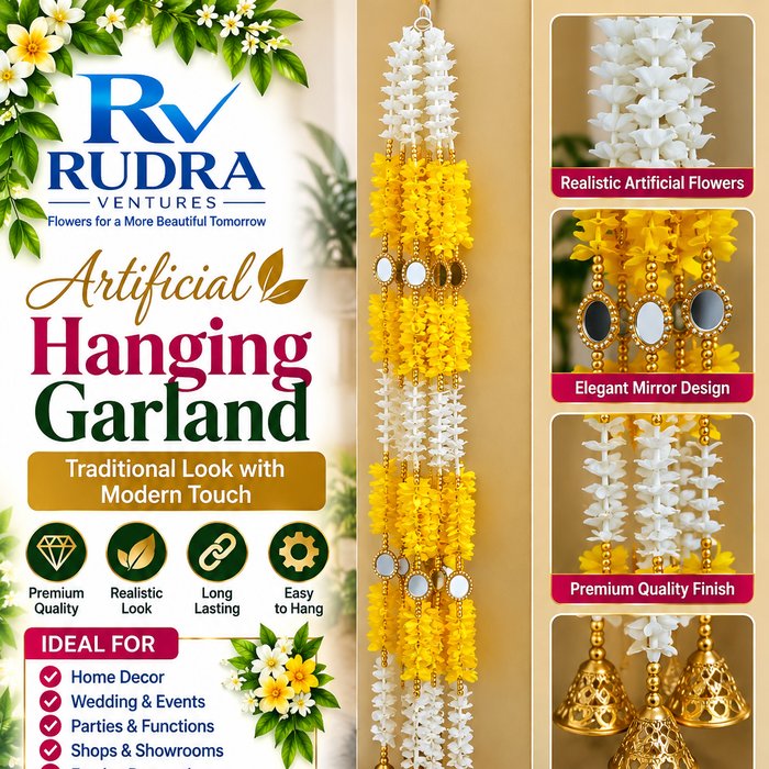 Rudra Ventures Golden Yellow Festive Mogra Hanging with Traditional Bells