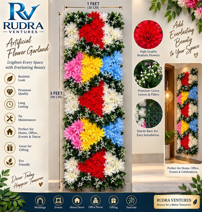 Rudra Ventures Artificial Flower Wall Panel (1 Ft x 3 Ft)