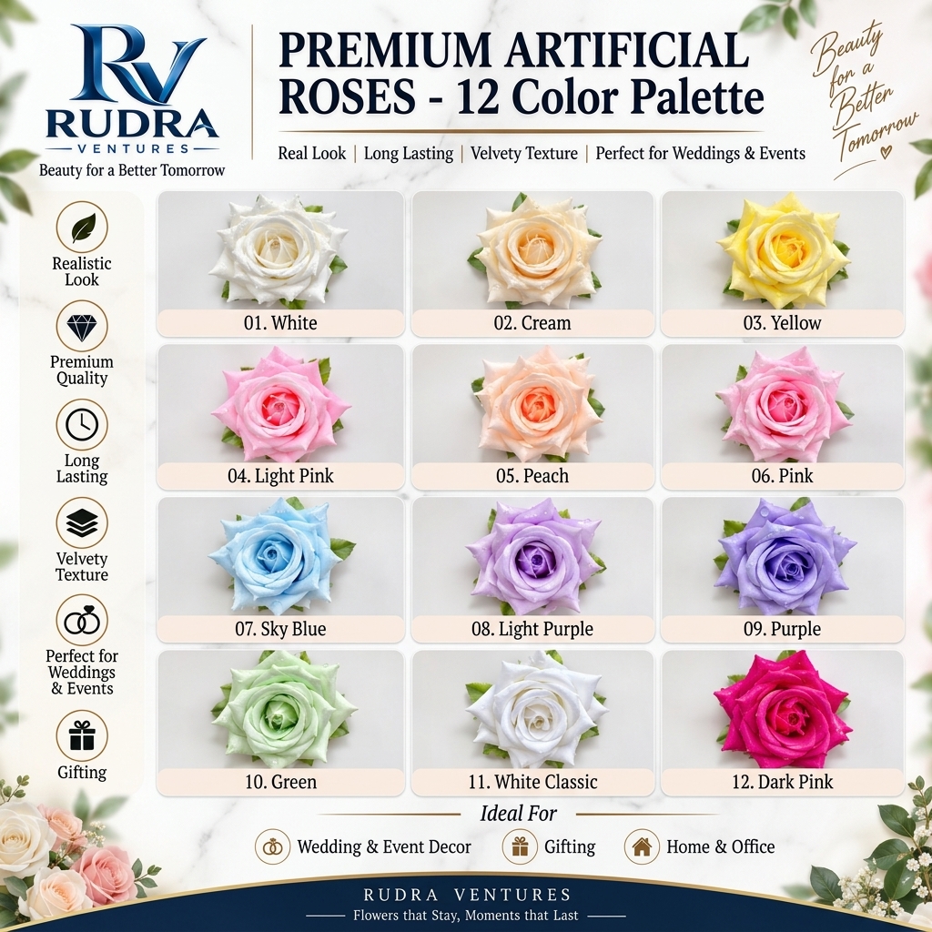 Rudra Ventures Premium Artificial Roses (12 Colors)